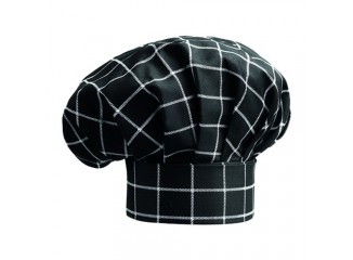 Σκούφος Σεφ με velcro 100% Βαμβάκι Μαύρος Σχέδιο Πλέγμα