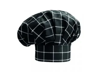 Σκούφος Σεφ με velcro 100% Βαμβάκι Μαύρος Σχέδιο Πλέγμα