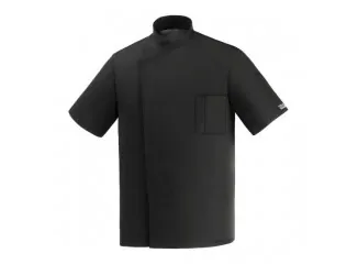 Unisex Μπλούζα Σέφ με Κούμπωμα Τρουκ Κοντό Μανίκι Αεριζόμενη Πλάτη Μαύρο