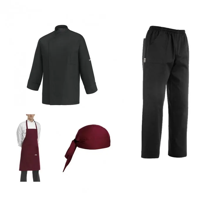 Σετ Στολή Κουζίνας Μαύρη- Μπορντό