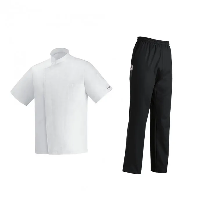 Σετ Στολή Σεφ Κοντό Μανίκι Μαύρο - Λευκό