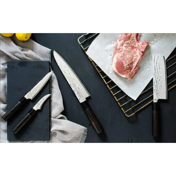 Μαχαίρι σεφ 21 εκατ. από δαμασκηνό ατσάλι με λαβή καστανιάς Shippu Black