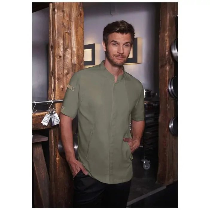 Karlowsky Σακάκι σεφ με κοντό μανίκι πράσινο-γκρι συνθετικό Green-Generation