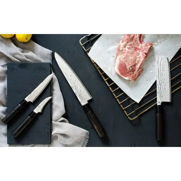 Μαχαίρι σεφ 24 εκατ. από δαμασκηνό ατσάλι με λαβή καστανιάς Shippu Black