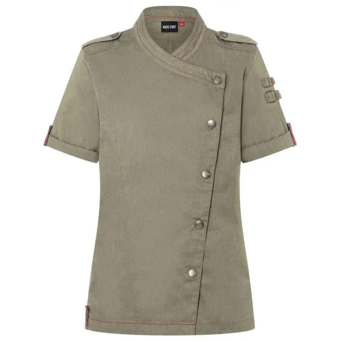 ROCK CHEF Σακάκι σεφ γυναικείο με κοντό μανίκι χακί συνθετικό Denim-Style Rock Chef Stage2