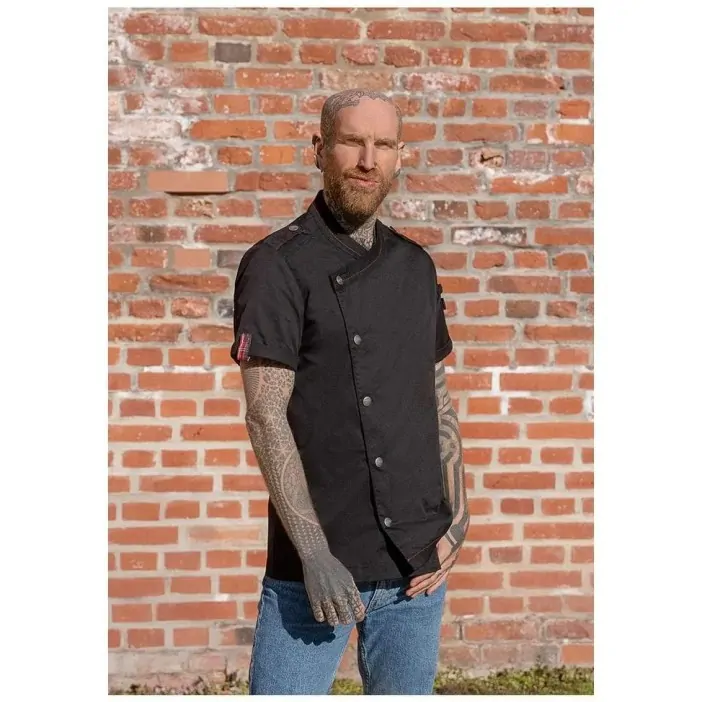 Σακάκι σεφ με κοντό μανίκι μαύρο συνθετικό Rock Chef Stage2