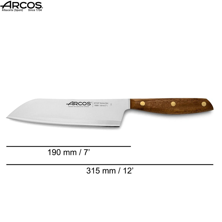 Επαγγελματικό Μαχαίρι Santoku Nordika με Λαβή από Ξύλο Καρυδιάς 19cm