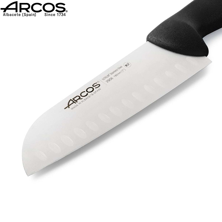 Μαχαίρι Santoku 2900 με Αυλάκια και Μαύρη Λαβή 18cm