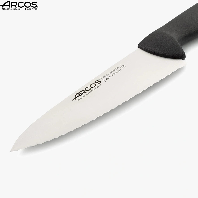 Μαχαίρι Chef 2900 Φαρδύ Οδοντωτό με Μαύρη Λαβή 20cm