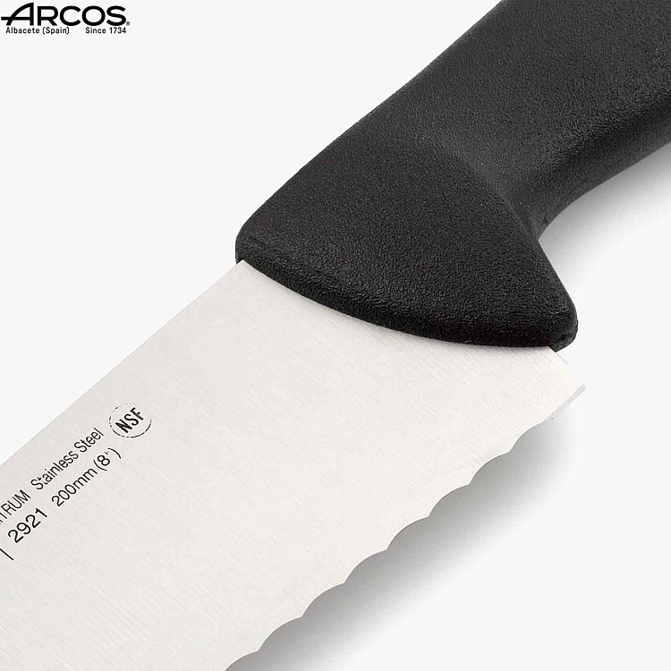 Μαχαίρι Chef 2900 Φαρδύ Οδοντωτό με Μαύρη Λαβή 20cm
