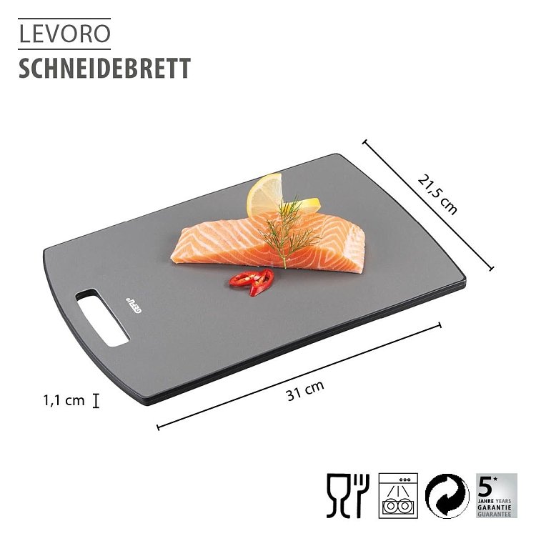 LEVORO Medium Αντιβακτηριδιακή Πλαστική Επιφάνεια Κοπής 31x21.5cm