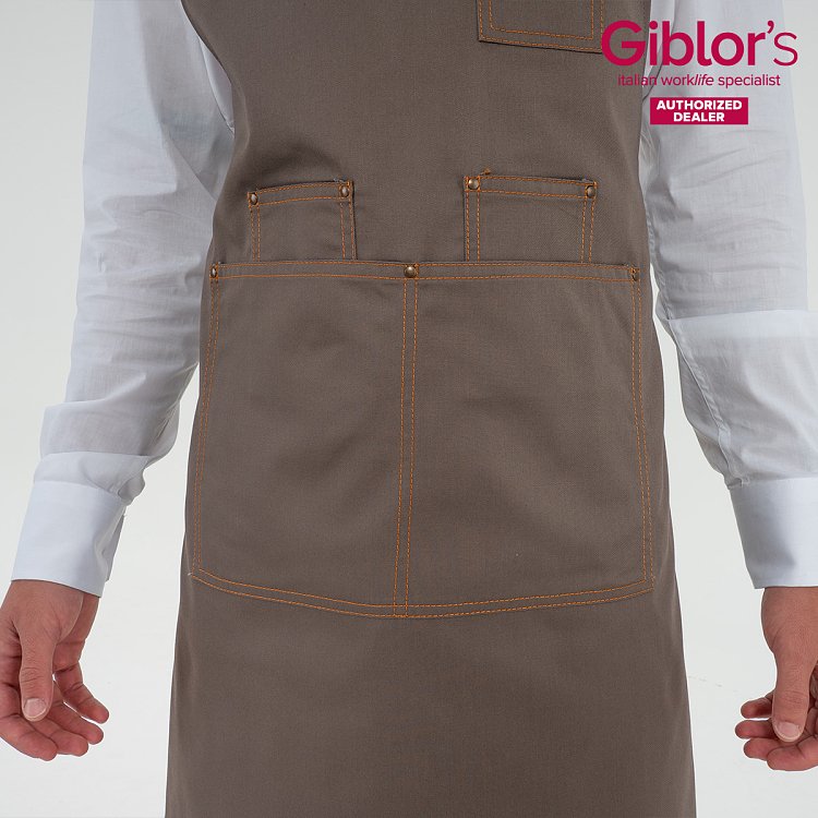 Ποδιά Μπαρίστα / Σερβιτόρου Unisex Santorini - Gabardine Μπεζ-Γκρι 25P01H438 - Οι Τιράντες Πωλούνται Ξεχωριστά