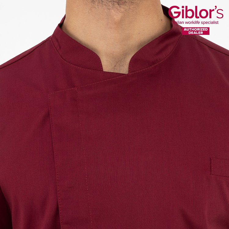Σακάκι Σεφ Federico Slim Fit Μπορντό - Από Ελαφριά Ποπλίνα 25P08G393