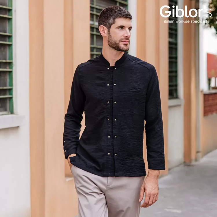 Σακάκι Σεφ Leonardo Μαύρο Slim Fit Με Όψη Λινού 25P08G433