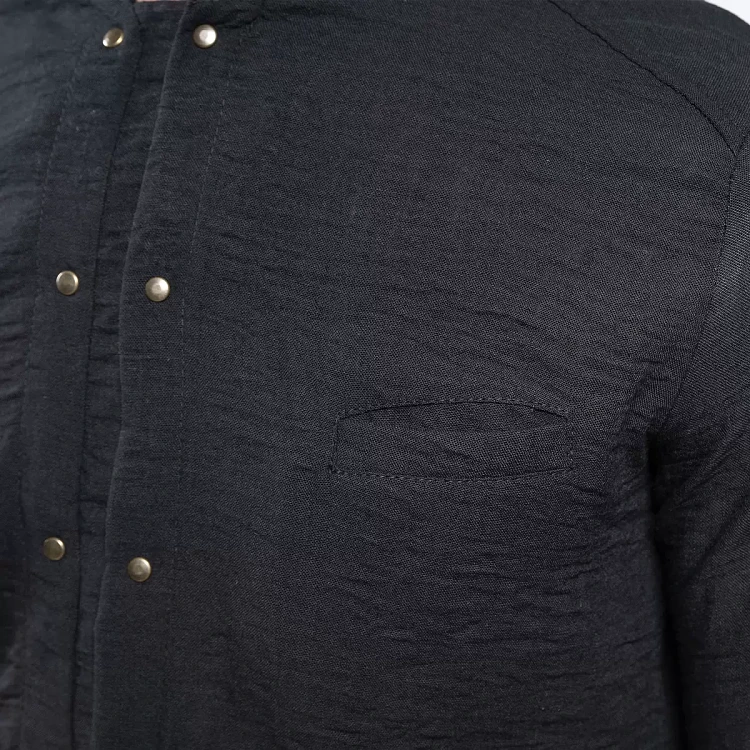 Σακάκι Σεφ Leonardo Μαύρο Slim Fit Με Όψη Λινού 25P08G433