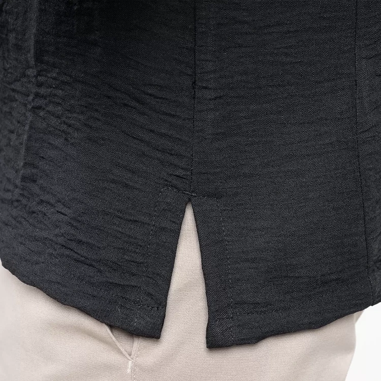 Σακάκι Σεφ Leonardo Μαύρο Slim Fit Με Όψη Λινού 25P08G433