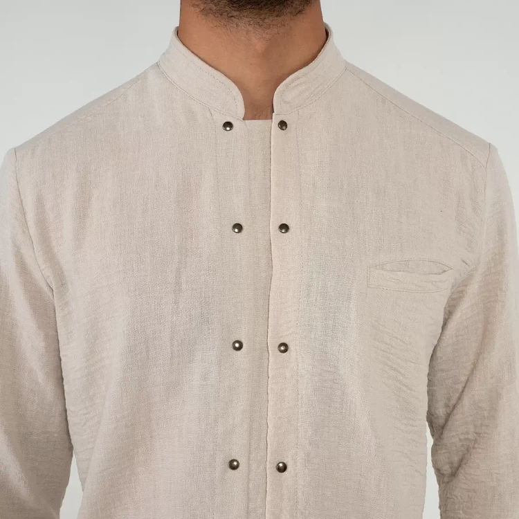 Σακάκι Σεφ Leonardo Μπεζ Slim Fit Με Όψη Λινού 25P08G433-073
