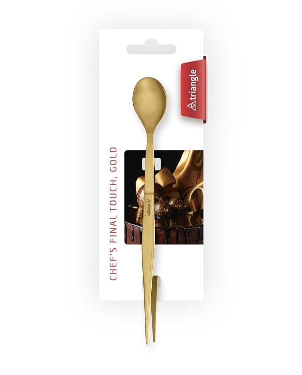 Λαβίδα degustation διπλή 17 εκ. με κουτάλι χρυσή