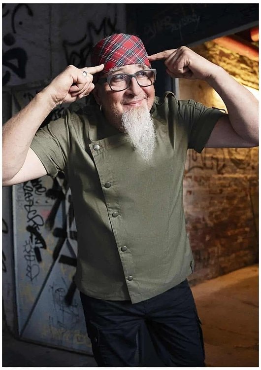 Σακάκι σεφ με κοντό μανίκι χακί συνθετικό Denim-Style Stage2