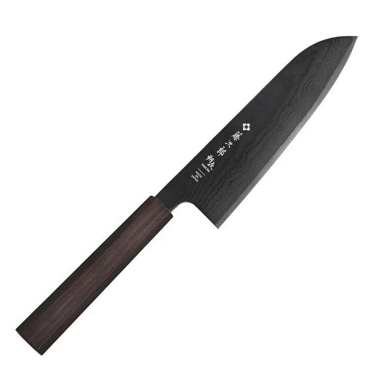 Μαχαίρι Santoku 16,5 εκ. από Δαμασκηνό Ατσάλι με Λαβή Έβενου Σειρά Sakuya