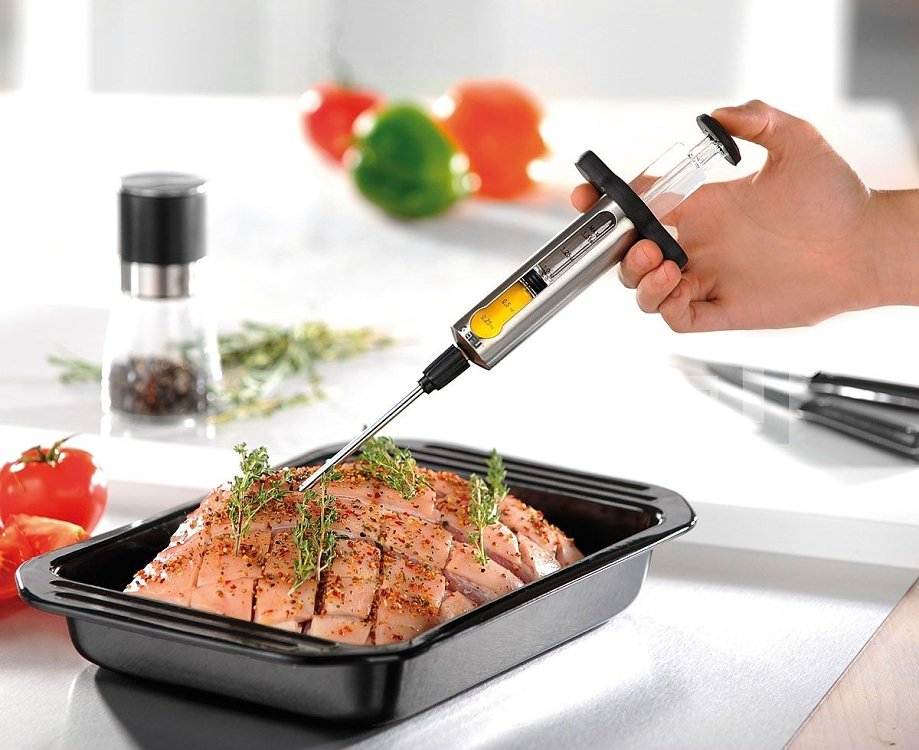 Ανοξείδωτη Σύριγγα Μαριναρίσματος BBQ με 2 Βελόνες & Χωρητικότητα 40ml
