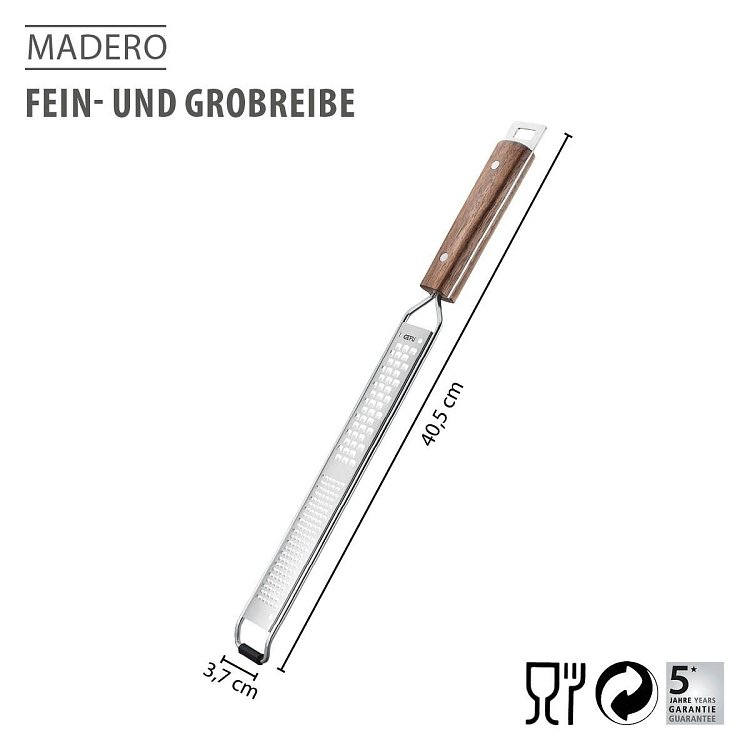 Τρίφτης Διπλής Όψης MADERO Ψιλός & Χονδρός με Λαβή από Ξύλο Καρυδιάς