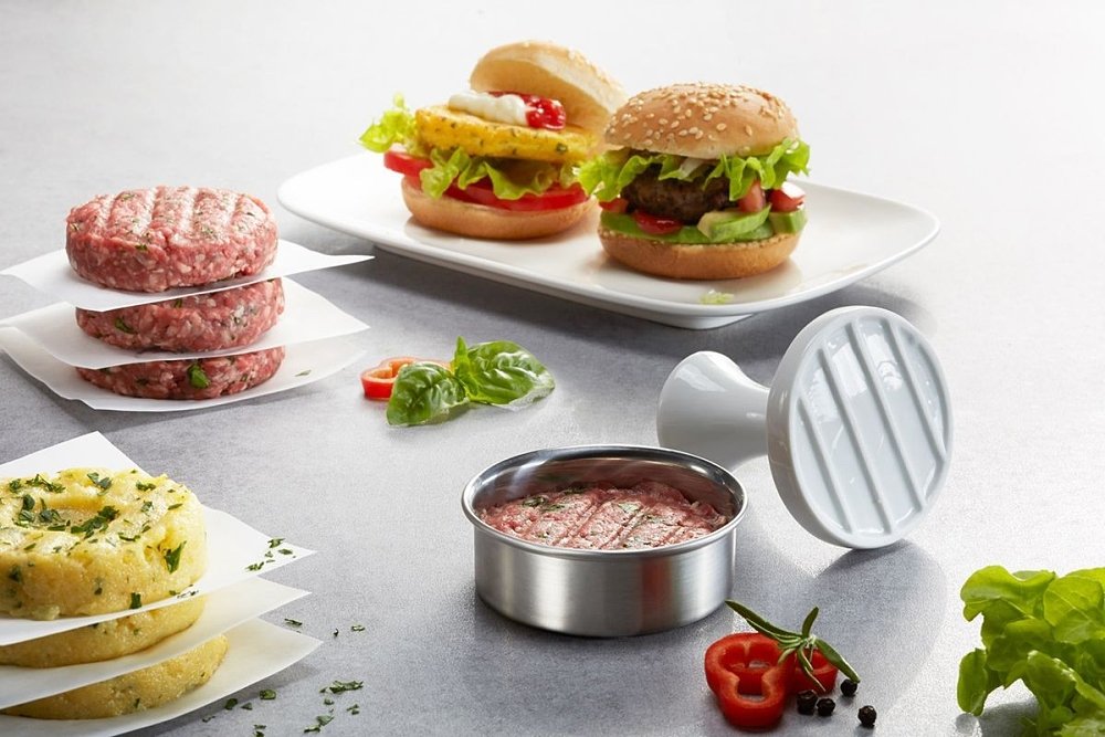 Πρέσα για Mini Burgers SPARK 2 Τεμαχίων από Ανοξείδωτο Ατσάλι και Πορσελάνη
