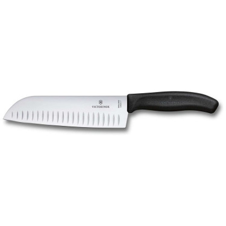 Μαχαίρι Santoku με αυλακώσεις 17 εκατ. μαύρη λαβή Swiss Classic