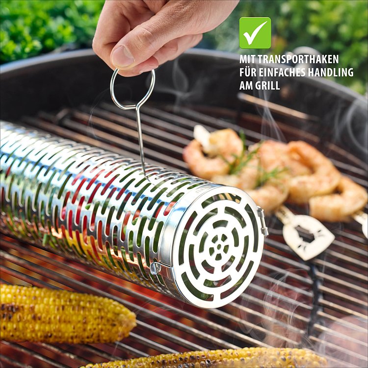 Deluxe BBQ Κυλινδρικό Καλάθι Ψησίματος Ανοξείδωτο 30.5cm