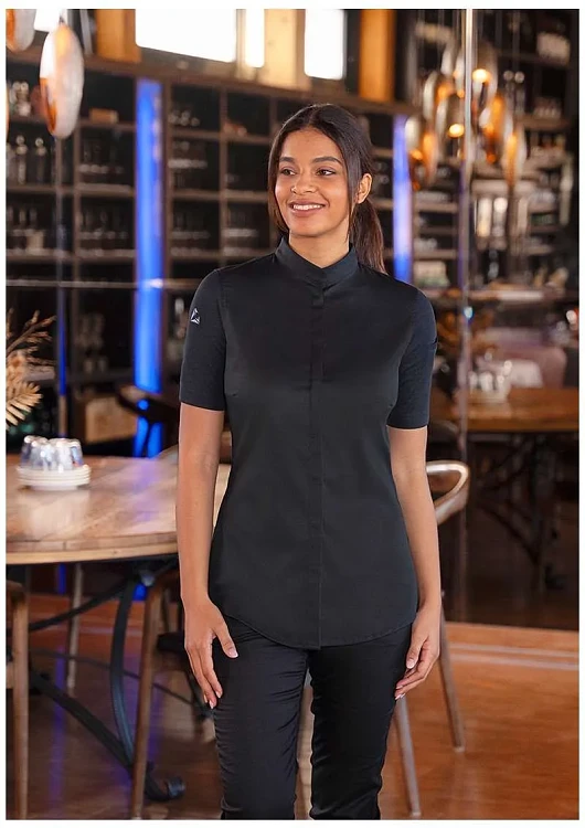 Avantgarde Γυναικείο Σακάκι Σεφ Κοντομάνικο Μαύρο Slim Fit