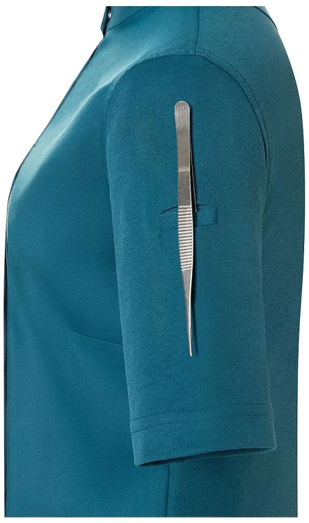 Avantgarde Γυναικείο Σακάκι Σεφ Κοντομάνικο Πετρόλ Slim Fit