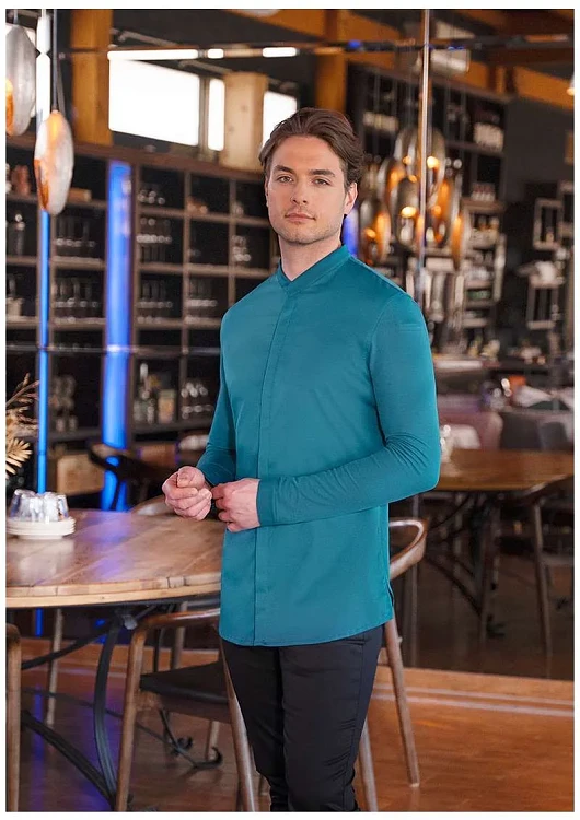 Avantgarde Σακάκι Σεφ Μακρυμάνικο Πετρόλ Slim Fit