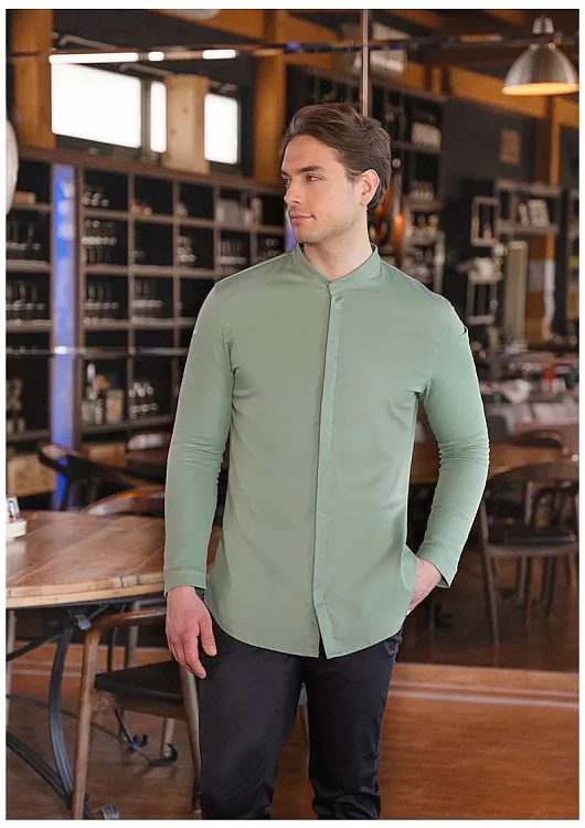 Avantgarde Σακάκι Σεφ Μακρυμάνικο Πράσινο Παστέλ Slim Fit
