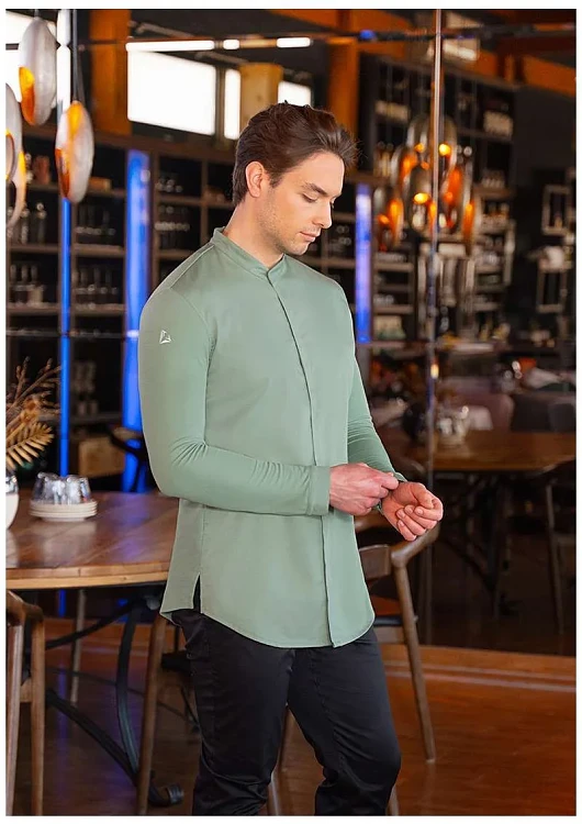 Avantgarde Σακάκι Σεφ Μακρυμάνικο Πράσινο Παστέλ Slim Fit