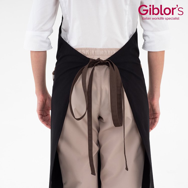 Ολόσωμη Ποδιά Σεφ Μαύρη Naxos - Ελαστική Gabardine με Alcantara 25P01H435