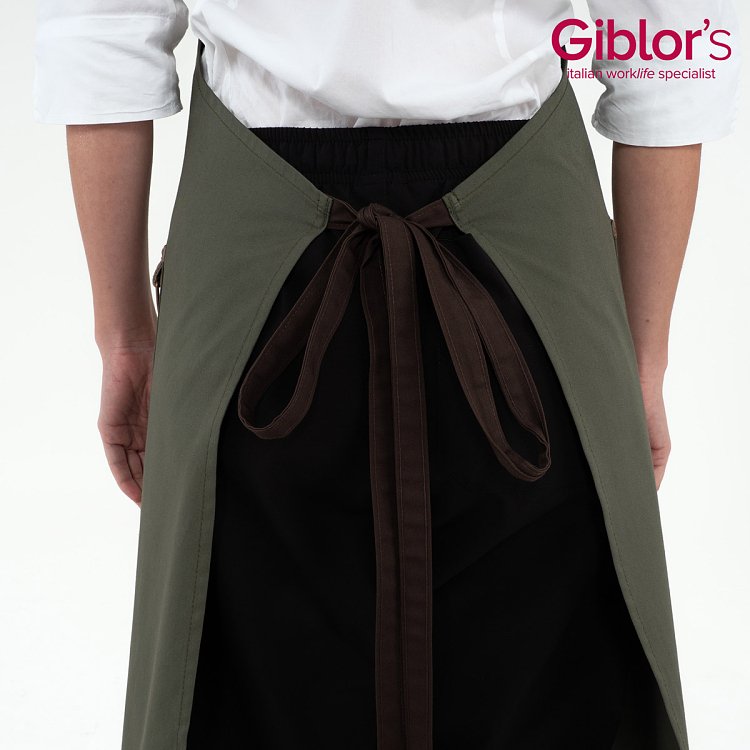 Ολόσωμη Ποδιά Σεφ Χακί Naxos - Ελαστική Gabardine με Alcantara 25P01H435