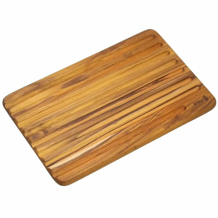 Elegance Culinary Ξύλινη Επιφάνεια Κοπής Ψωμιού Teak με Αυλακώσεις Ψίχουλων 39x25x1.9cm
