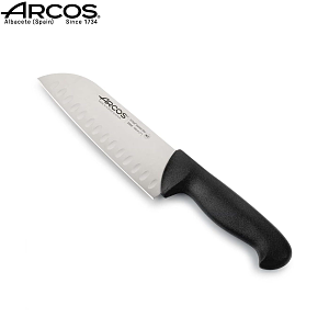 Μαχαίρι Santoku 2900 με Αυλάκια και Μαύρη Λαβή 18cm