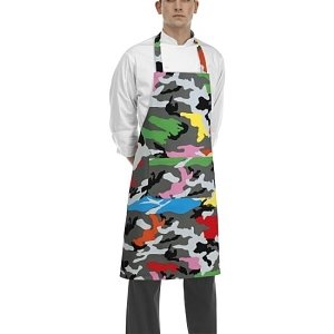 Ποδιά σεφ ολόσωμη με τσέπη σχέδιο camouflage 90x70 cm