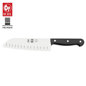 Επαγγελματικό Μαχαίρι Santoku Technik Full Tang με Αυλάκια & Μαύρη Λαβή POM 18cm
