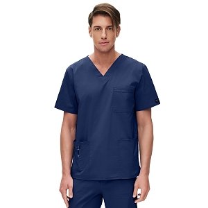 Μπλούζα Ιατρική Unisex Stretch με V Λαιμόκοψη & 4 Τσέπες Μπλε Μαρέν