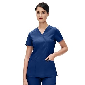 Μπλούζα Ιατρική Γυναικεία Stretch με Σταυρωτή V Λαιμόκοψη Μπλε Μαρέν