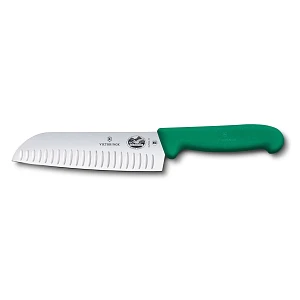 Fibrox Santoku Μαχαίρι Κουζίνας 17cm με Αυλακώσεις & Πράσινη Αντιολισθητική Λαβή
