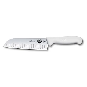 Fibrox Santoku Μαχαίρι Κουζίνας 17cm με Αυλακώσεις & Λευκή Αντιολισθητική Λαβή