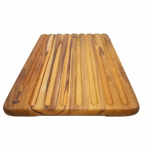 Elegance Culinary Ξύλινη Επιφάνεια Κοπής Ψωμιού Teak με Αυλακώσεις Ψίχουλων 39x25x1.9cm