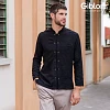 Σακάκι Σεφ Leonardo Μαύρο Slim Fit Με Όψη Λινού 25P08G433