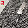 Επαγγελματικό Μαχαίρι Santoku Technik Full Tang με Αυλάκια & Μαύρη Λαβή POM 18cm