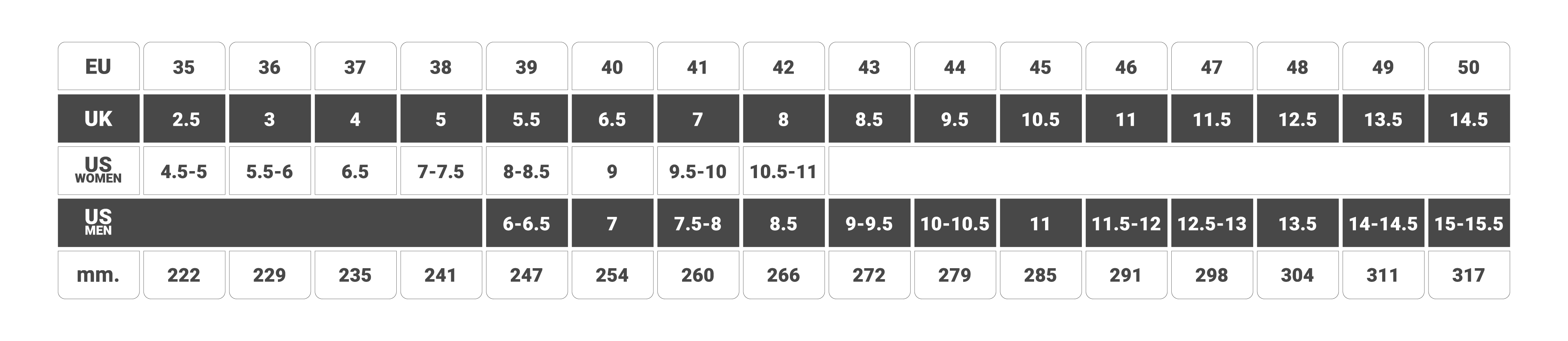 Οδηγός μεγέθους Suecos - Vinter